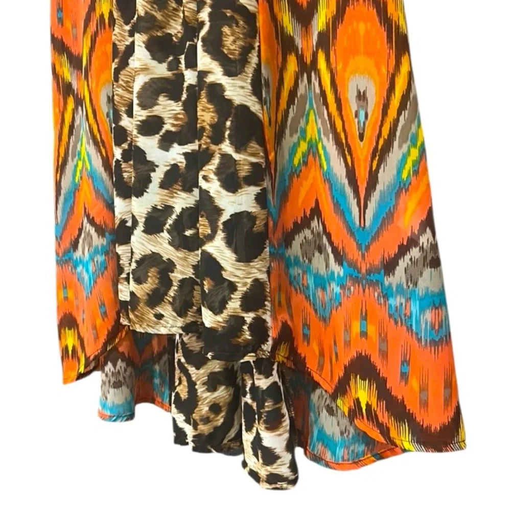 Ivy Jane Leopard Print Chiffon Dress Cover-up Sheer Bohemian Colorful Size Small - Picture 16 of 16